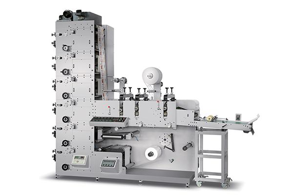 Maquina Impresora flexografica con tres estaciones de troquelado rotativo ZBS-320G